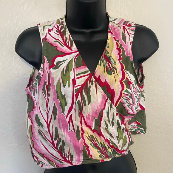 LOFT Beach Multiway Linen Wrap Tie Top Womens Size Medium Petite Vacation Cruise - Picture 1 of 3